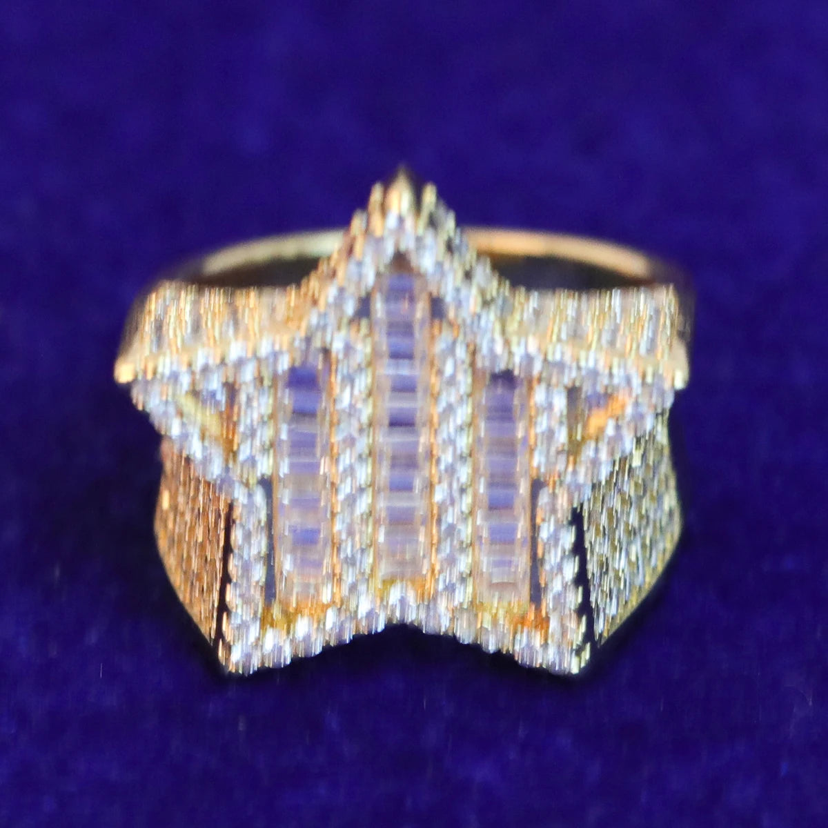 Bubble Letter Star Men Ring for Teens Real Gold Plated Hip Hop Jewelry 2021 Trend Free Shipping Items Gift