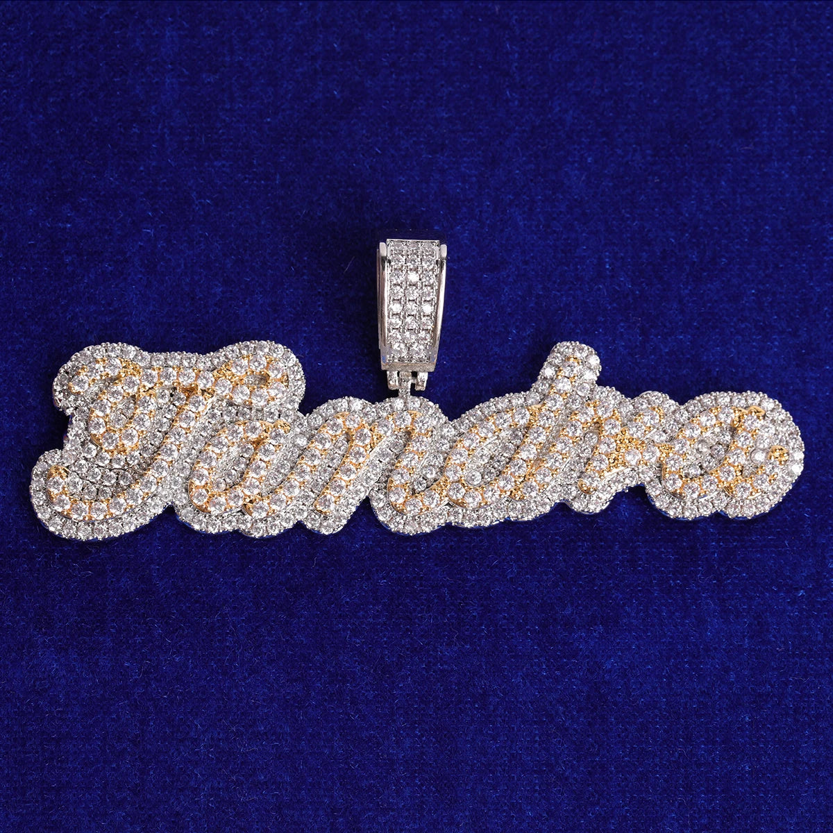 Custom Name Pendant Cursive Font Double Color Necklace Women Rock Street Hip Hop Jewelry