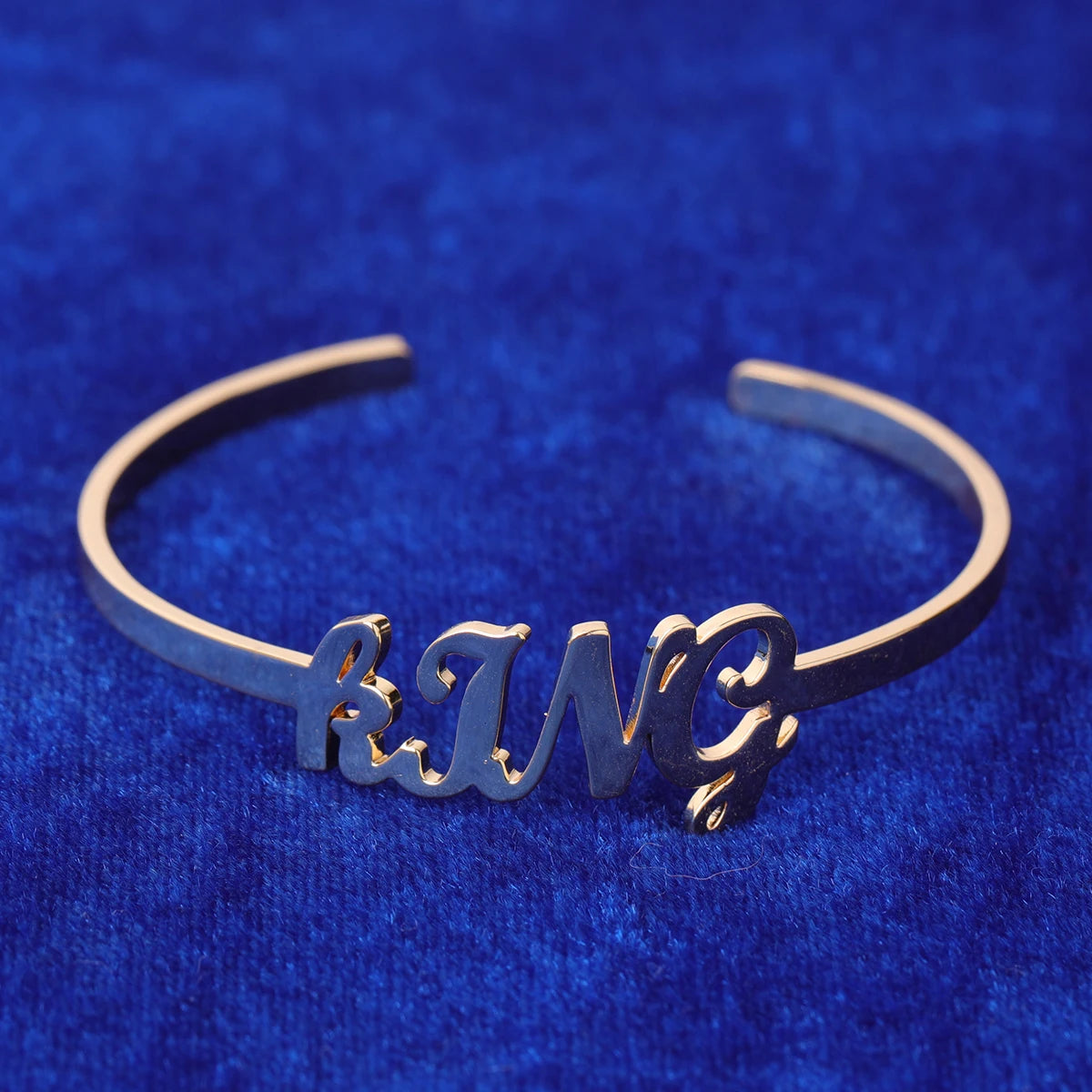 Custom Name Bangle Stainless Steel Real Gold Bracelet Women Hip Hop Jewelry Adjustable