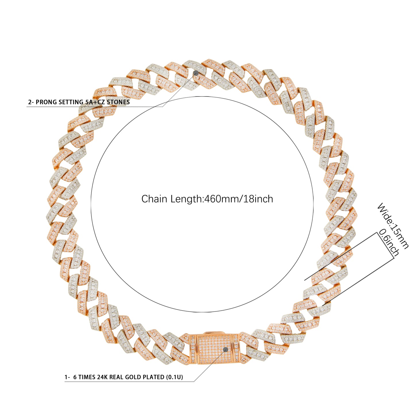 Bubble Letter Iced Out Cuban Link Chain Baguette Charms Men Necklace Real Gold Plated Hip Hop Jewelry