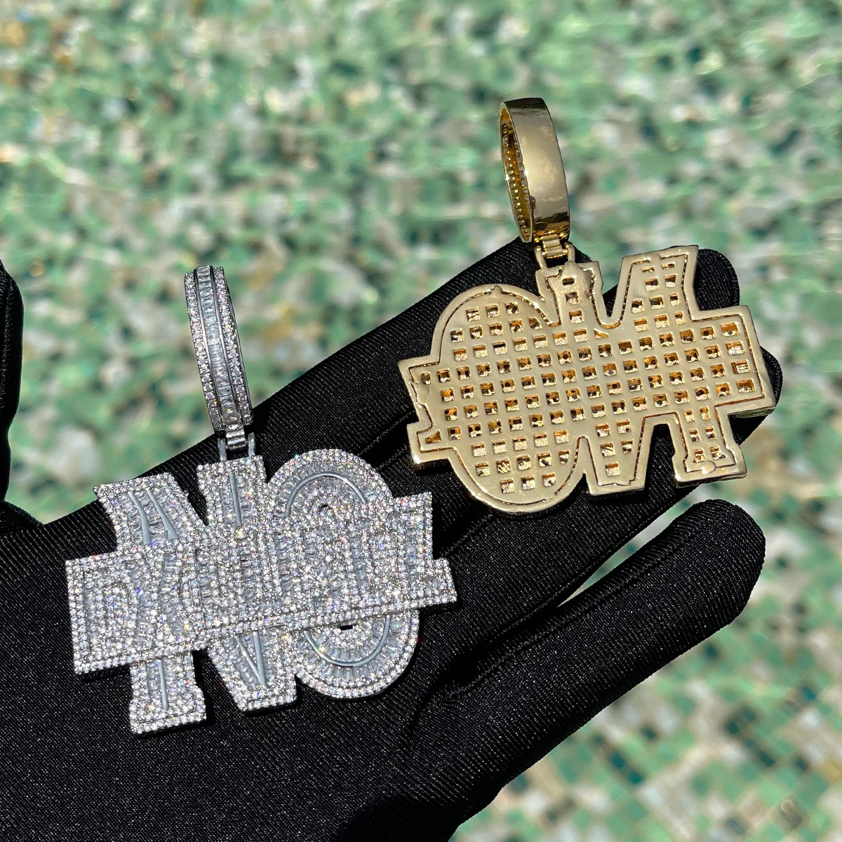Bubble Letter No Excuse Necklace for Men Iced Out Pendant Real Gold Plated Cubic Zirconia Hip Hop Jewelry