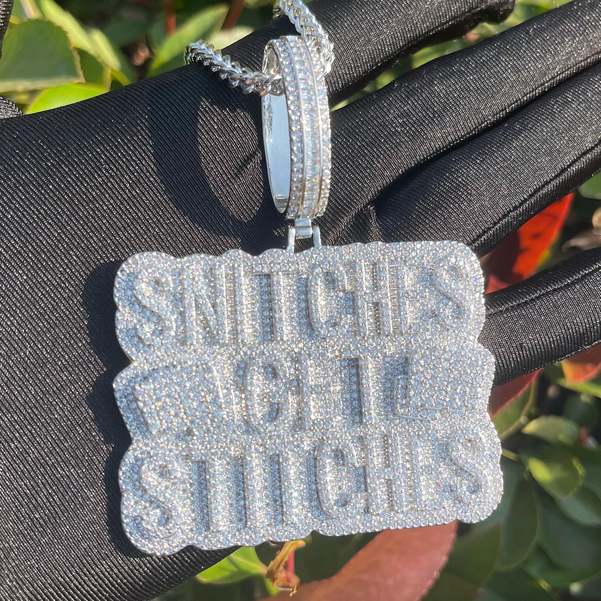 Bubble Letter Prong Necklace Pendant for Men Iced Out Cubic Zirconia Real Copper Gold Plated Hip Hop Jewelry