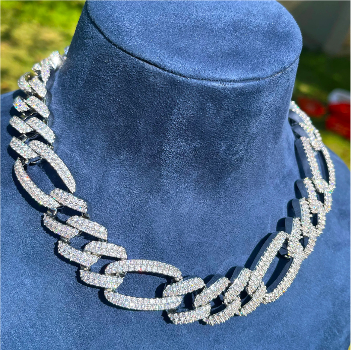 Bubble Letter Iced Out Cuban Link Chain for Men Figaro Necklace Choker Charms Bling Hip Hop Jewelry