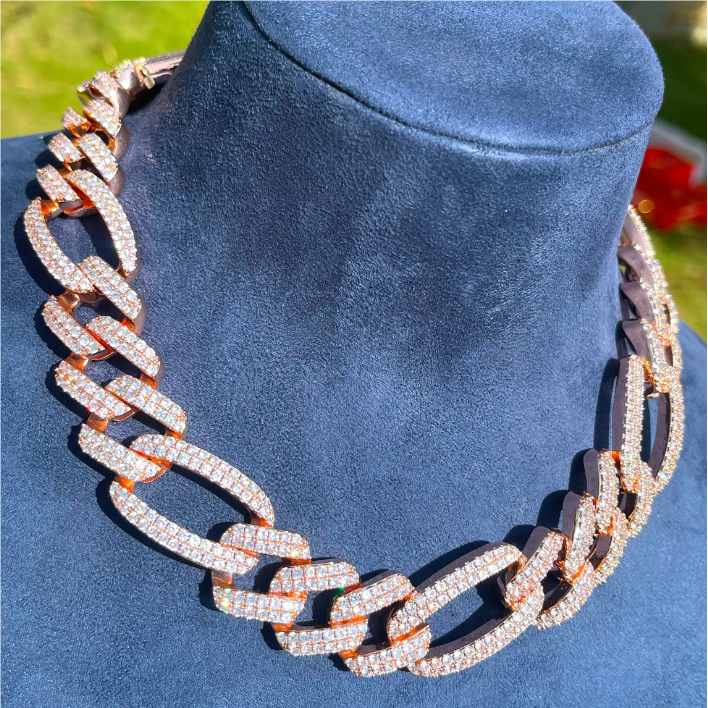 Bubble Letter Iced Out Cuban Link Chain for Men Figaro Necklace Choker Charms Bling Hip Hop Jewelry