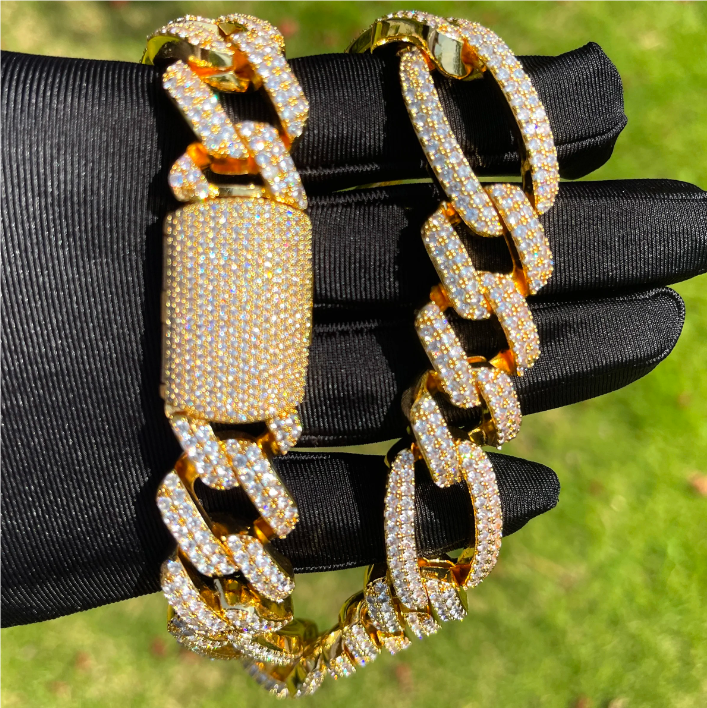 Bubble Letter Iced Out Cuban Link Chain for Men Figaro Necklace Choker Charms Bling Hip Hop Jewelry