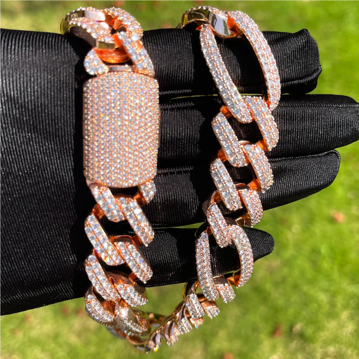 Bubble Letter Iced Out Cuban Link Chain for Men Figaro Necklace Choker Charms Bling Hip Hop Jewelry