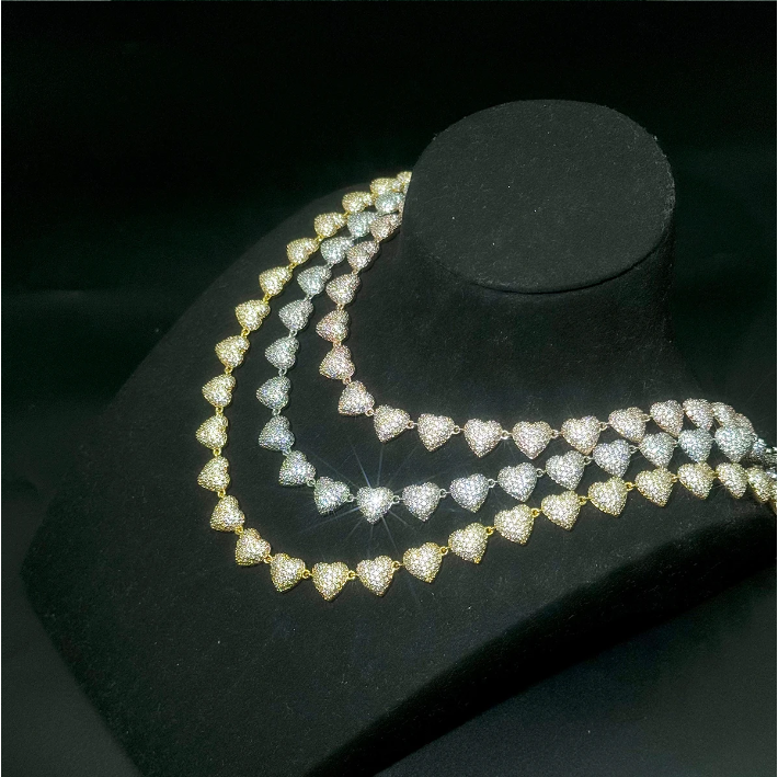 Bubble Letter Iced Out Necklace for Women Cuban Link Chain Real Gold Plated Solid Back Hip Hop Jewelry