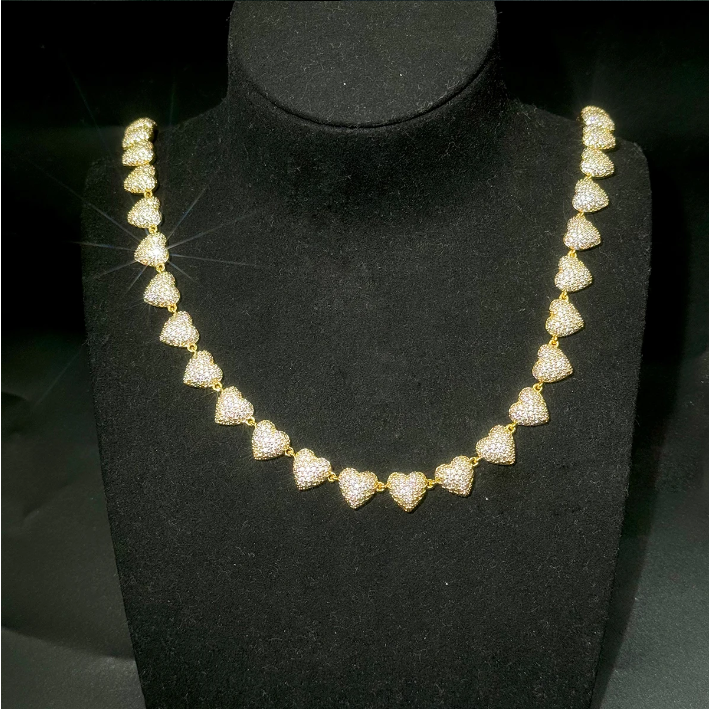 Bubble Letter Iced Out Necklace for Women Cuban Link Chain Real Gold Plated Solid Back Hip Hop Jewelry
