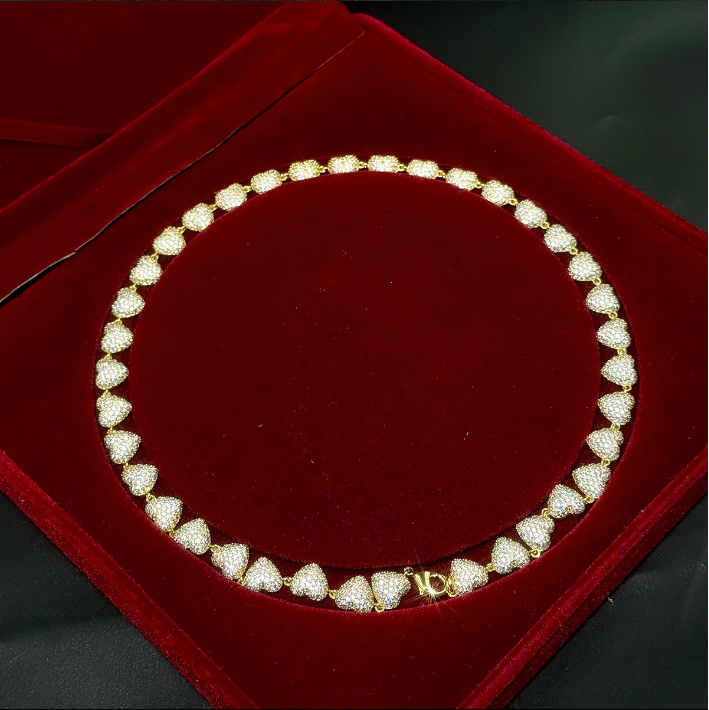 Bubble Letter Iced Out Necklace for Women Cuban Link Chain Real Gold Plated Solid Back Hip Hop Jewelry