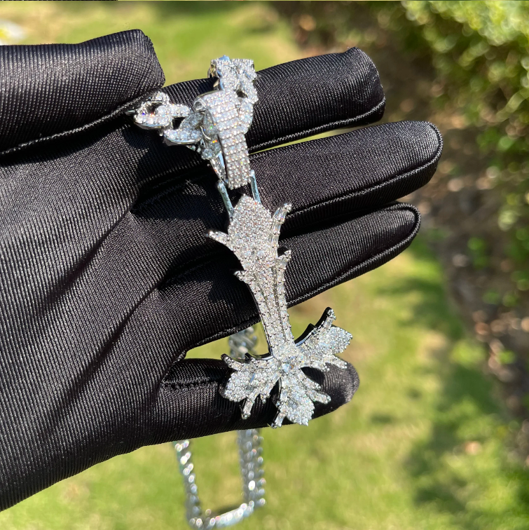 Bubble Letter Iced Out Upside Down Cross Necklace Pendant for Men Real Copper Cubic Zirconia Hip Hop Jewelry