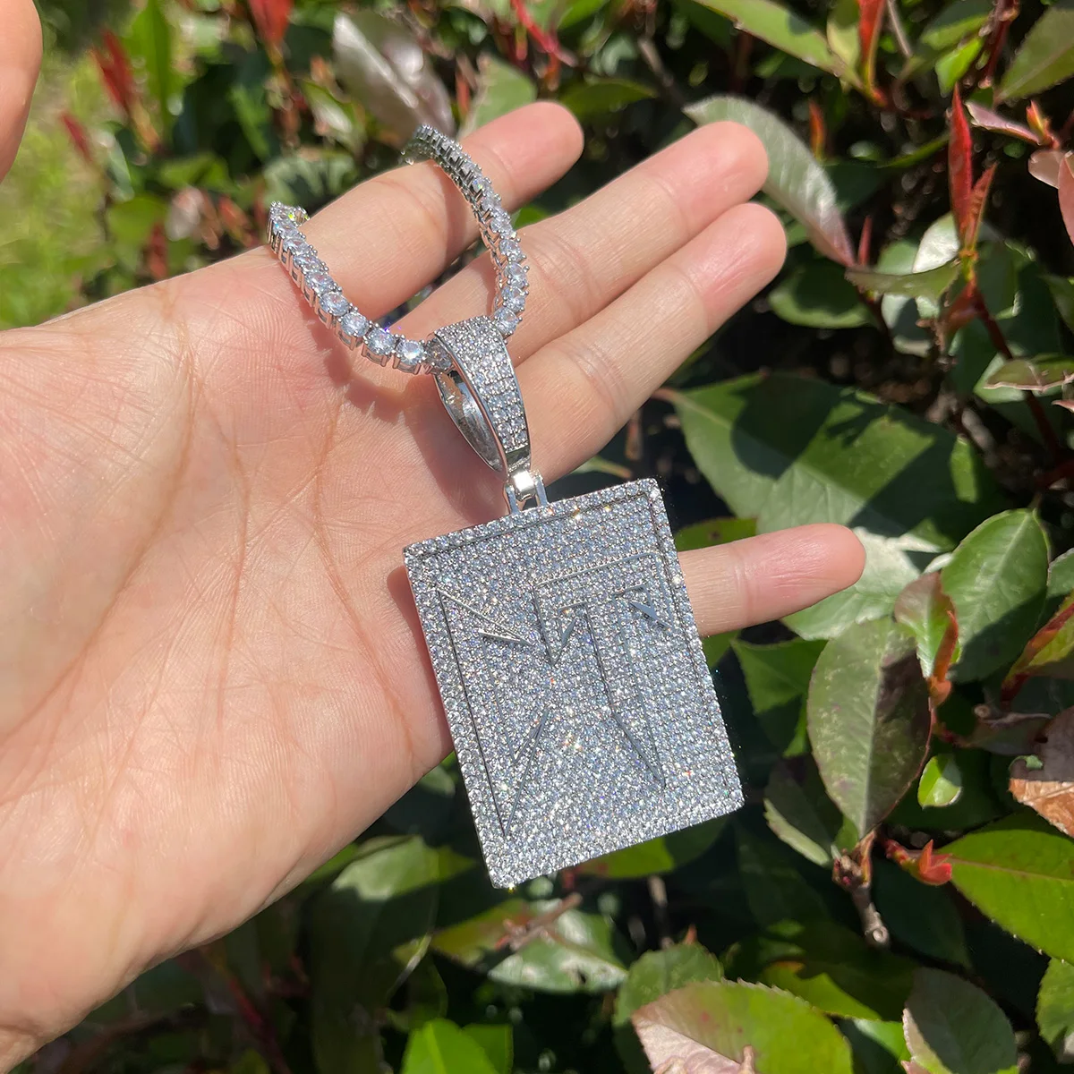 Bubble Letter Iced Out CT Necklace Pendant for Women Hip Hop Jewelry Iced Out Cubic Zirconia Real Gold Plated