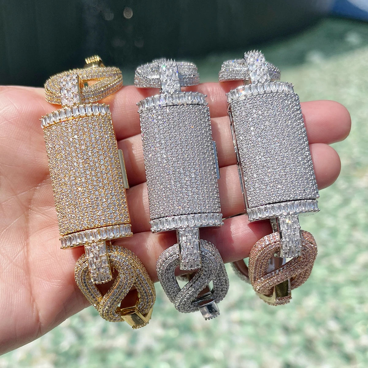 Bubble Letter Iced Out Bracelet for Men Cuban Link Charms Prong Setting Real Gold Plated Cubic Zirconia Hip Hop Fashion Jewelry