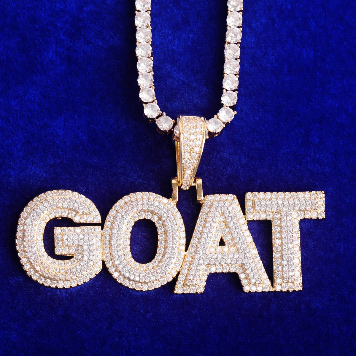 Bubble Letter Iced Out Pendant Customized Name Necklace for Men Two Tone Double Layers Hip Hop Jewelry
