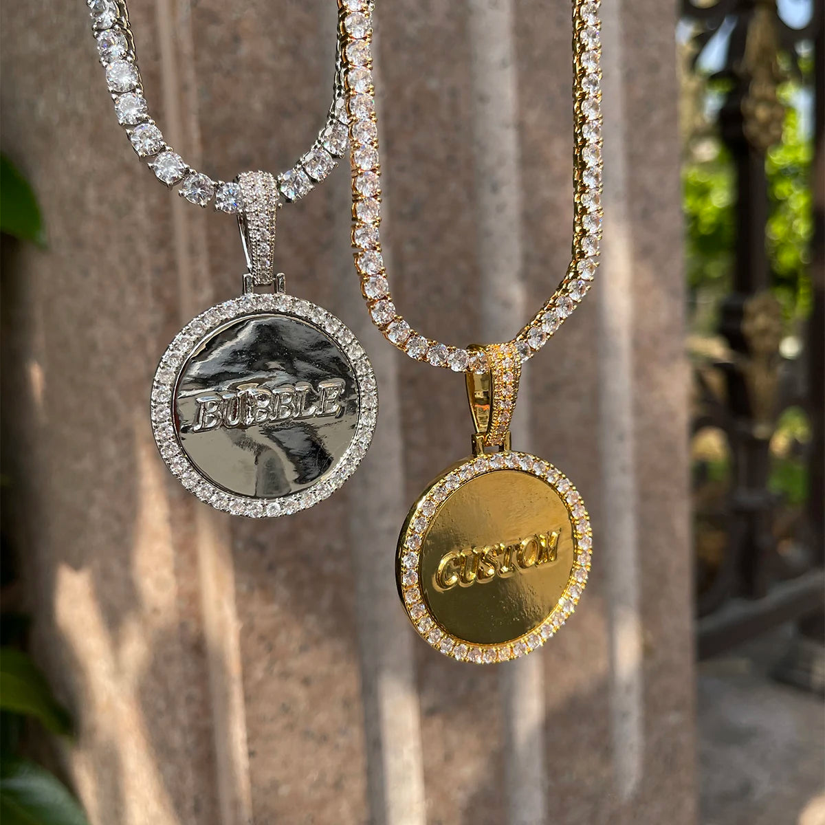 Bubble Letter Iced Out Pendant Custom Name Necklace Solid Back Hip Hop Jewelry 2022 Trend Best Selling Drop Shipping Items
