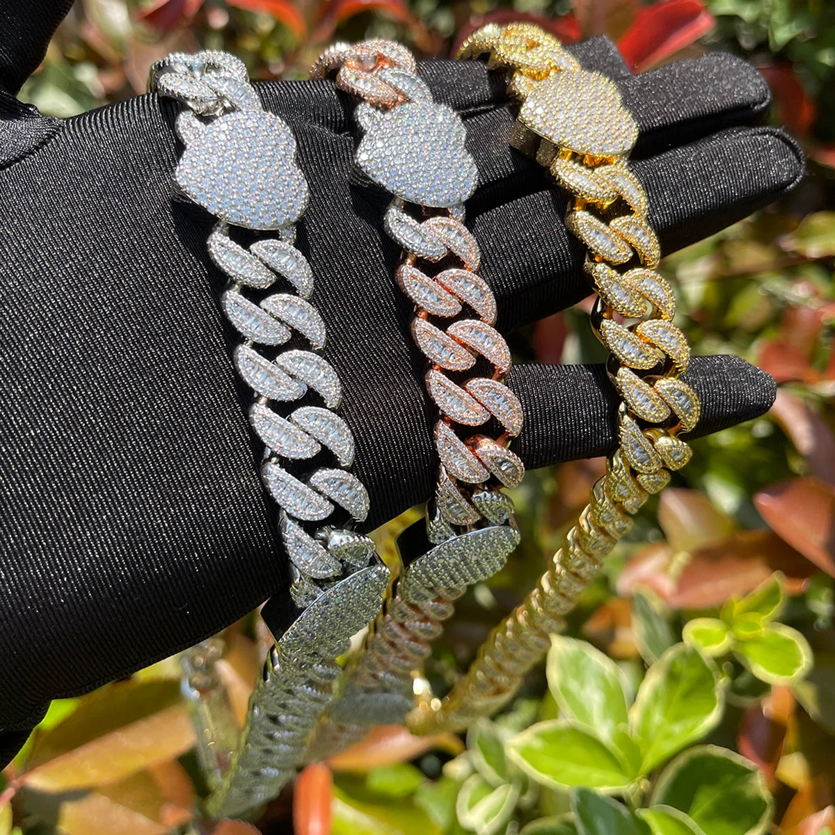 Bubble Letter Baguette Cuban Link Heart Necklace Choker for Women Full Iced Out Cubic Zirconia Hip Hop Fashion Jewelry
