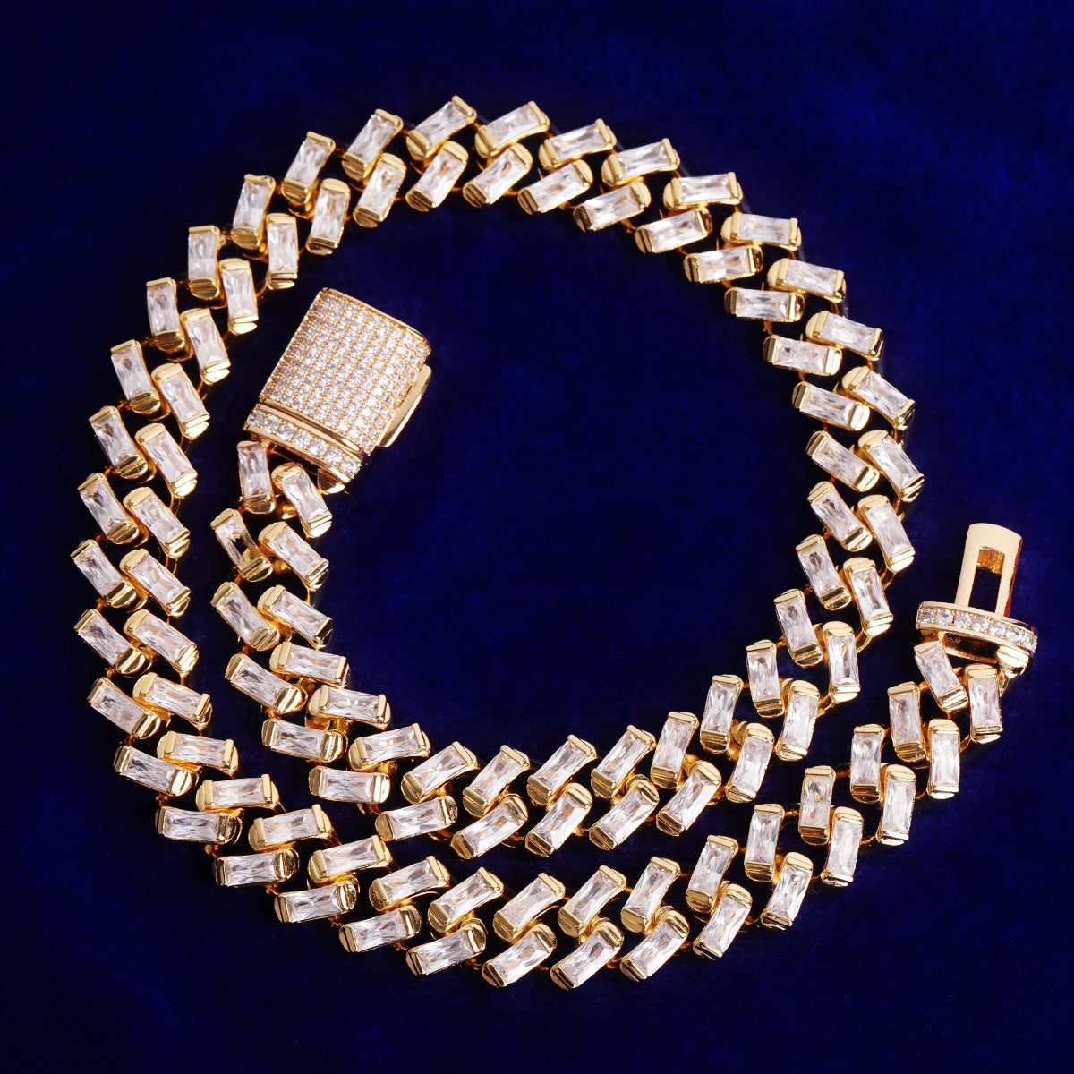 Bubble Letter Baguette Necklace for Women Miami Cuban Link Chain Choker Real Gold Plated Hip Hop Jewelry 2022 Trend