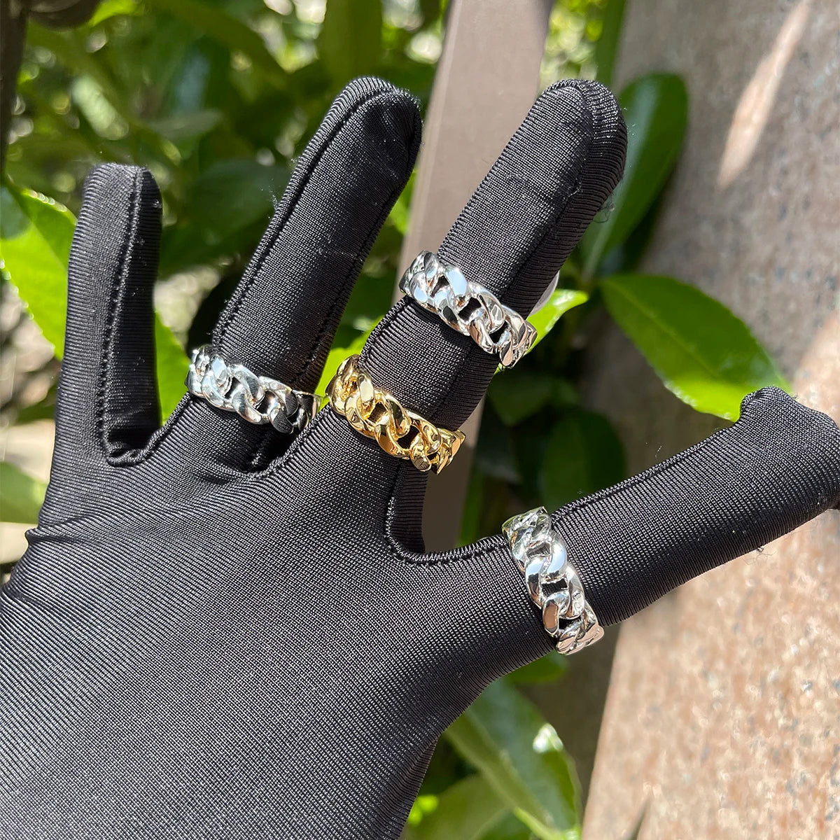 Bubble Letter Cuban Link Rings for Men Glossy Real Gold Plated Hip Hop Jewelry 2022 Trend Wholesale Drop Shipping Items