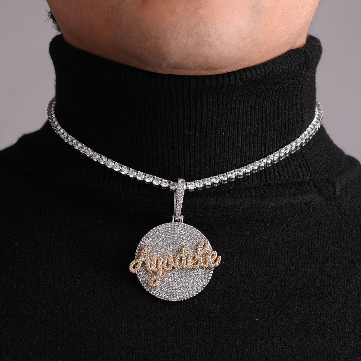 Bubble Letter Customized Jewelry Cursive Name Plates Necklace Iced Out Pendant Hip Hop Fashion Charms Drop Shipping Items