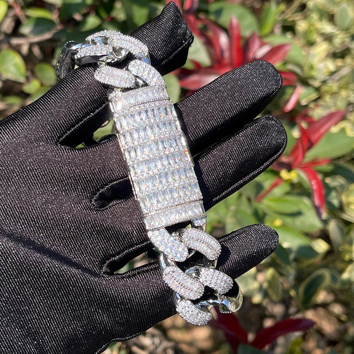 Bubble Letter Bracelet for Men Iced Out Cuban Link Prong Setting Cubic Zircon AAAAA Gold Plated Hip Hop Jewelry