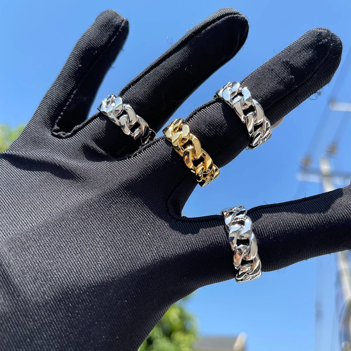 Bubble Letter Cuban Link Rings for Men Glossy Real Gold Plated Hip Hop Jewelry 2022 Trend Wholesale Drop Shipping Items