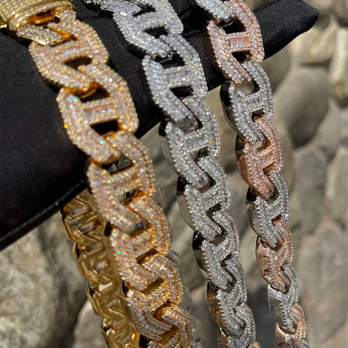 Bubble Letter Cuban Link Chain Baguette Choker Real Gold Plated Hip Hop Jewelry 2022 Fashion Women