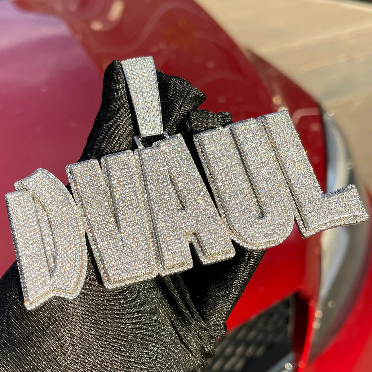 Bubble Letter Customized Name Plated Necklace for Men Iced Out Personalized Pendant Two Tone Hip Hop Jewelry