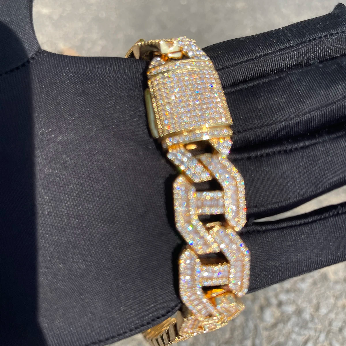 Bubble Letter Cuban Link Chain Baguette Choker Real Gold Plated Hip Hop Jewelry 2022 Fashion Women
