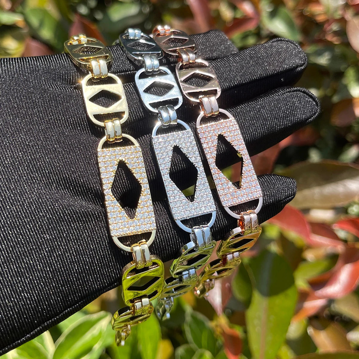 Bubble Letter Fashion Jewelry Cuban Link Chain for Women Iced Out Prong Cubic Zirconia Hip Hop Necklace