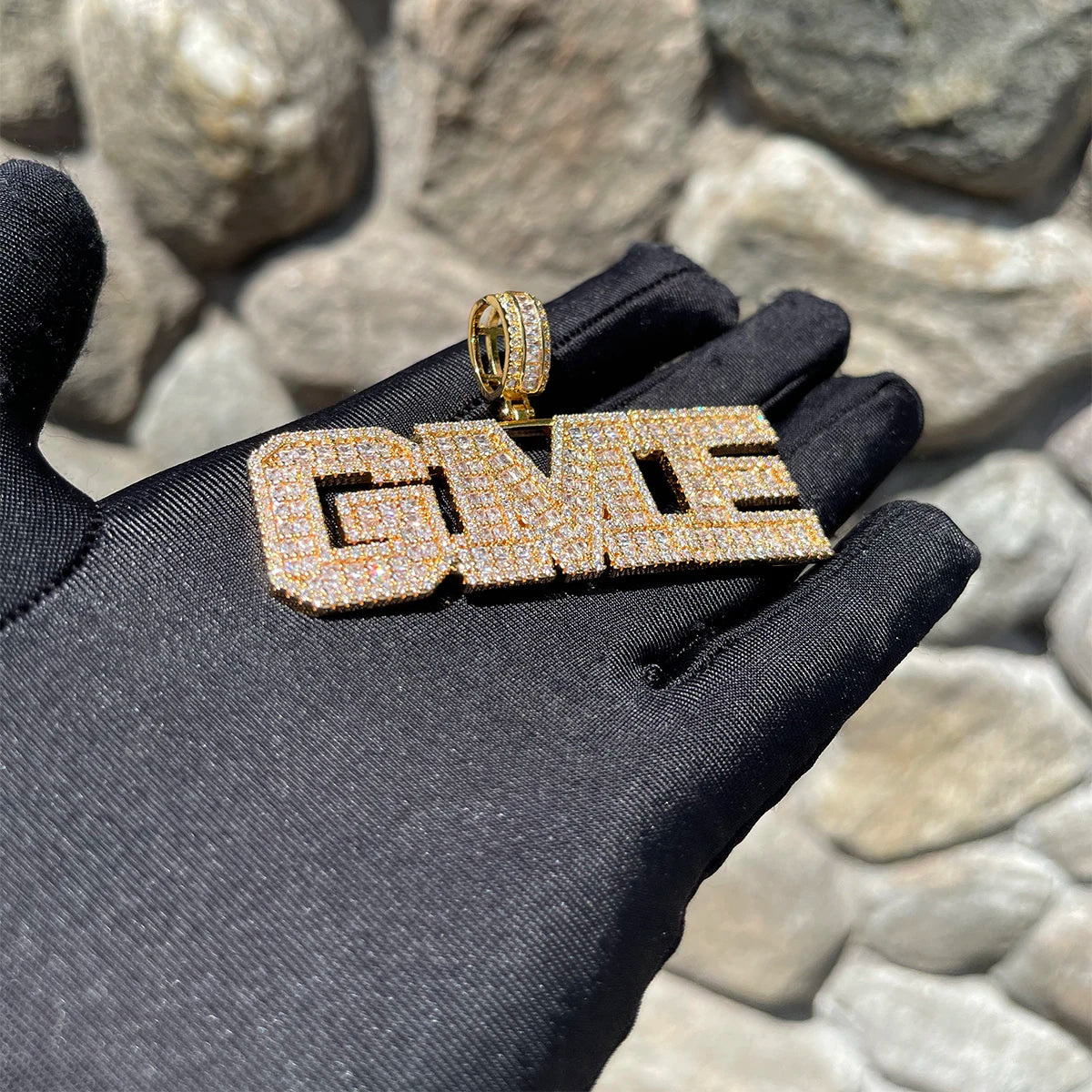 Bubble Letter Custom Name Necklace for Men Baguette Personalized Pendant Real Gold Plated Hip Hop Rock Rapper Jewelry