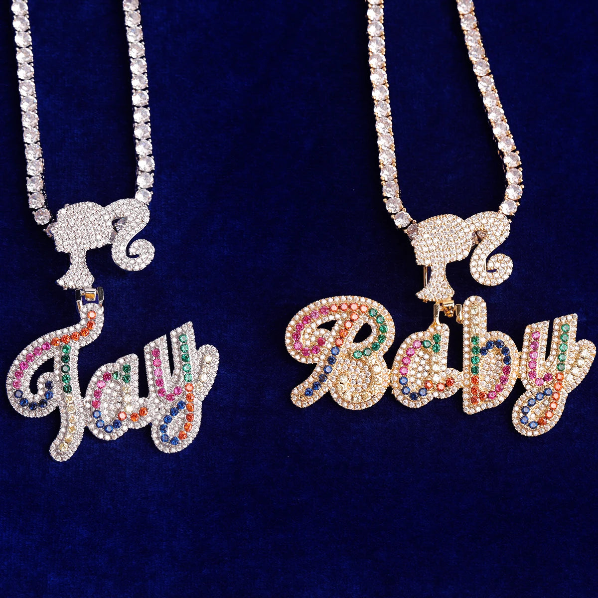 Bubble Letter Custom Name Necklace for Women Iced Out Personalized Pendant Real Gold Plated Hip Hop Jewelry 2022 Trend