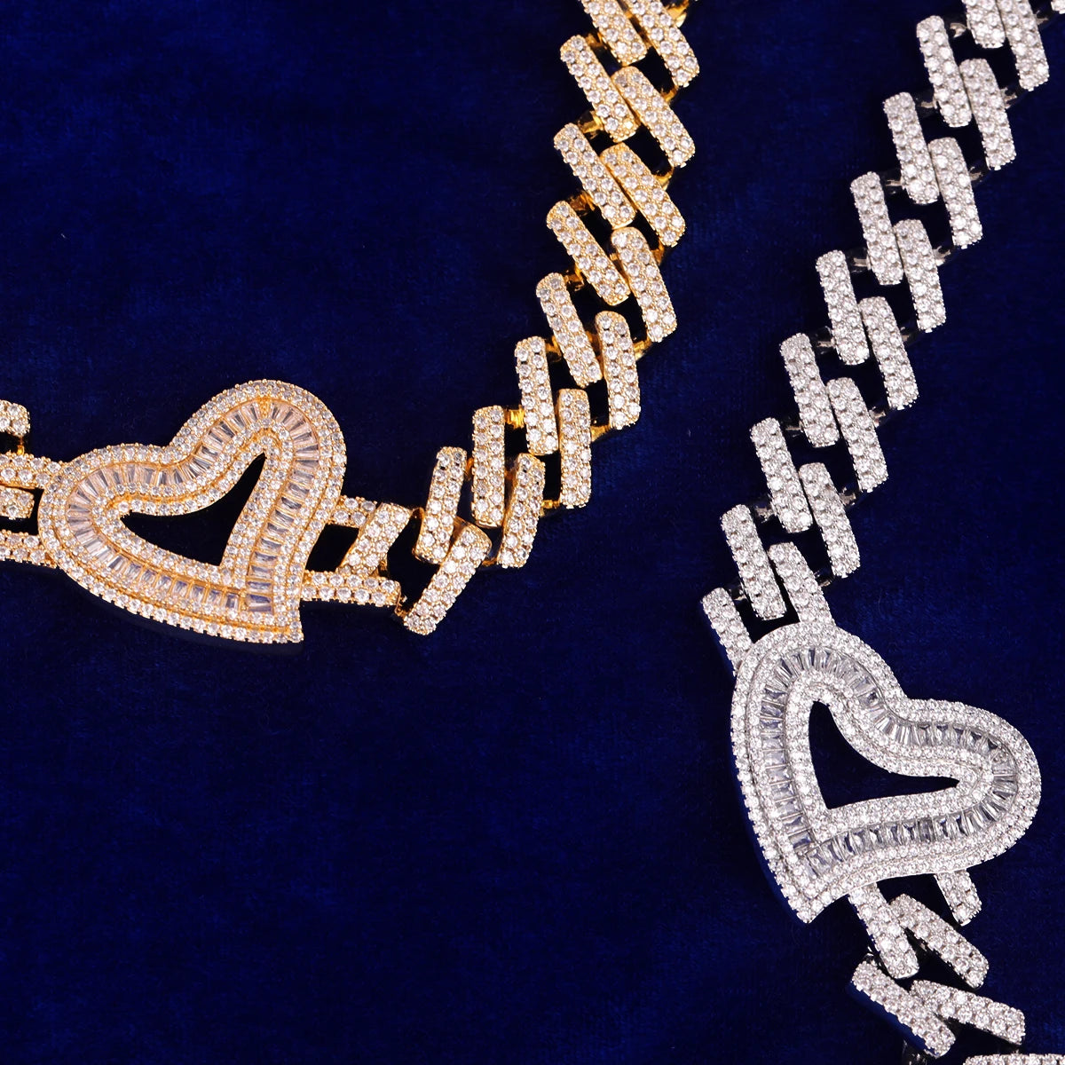 Bubble Letter Choker Necklace for Women New Baguette Open Heart Charms Real Copper Gold Plated Hip Hop Jewelry Bling