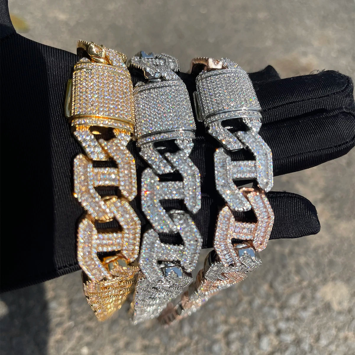 Bubble Letter Cuban Link Chain Baguette Choker Real Gold Plated Hip Hop Jewelry 2022 Fashion Women