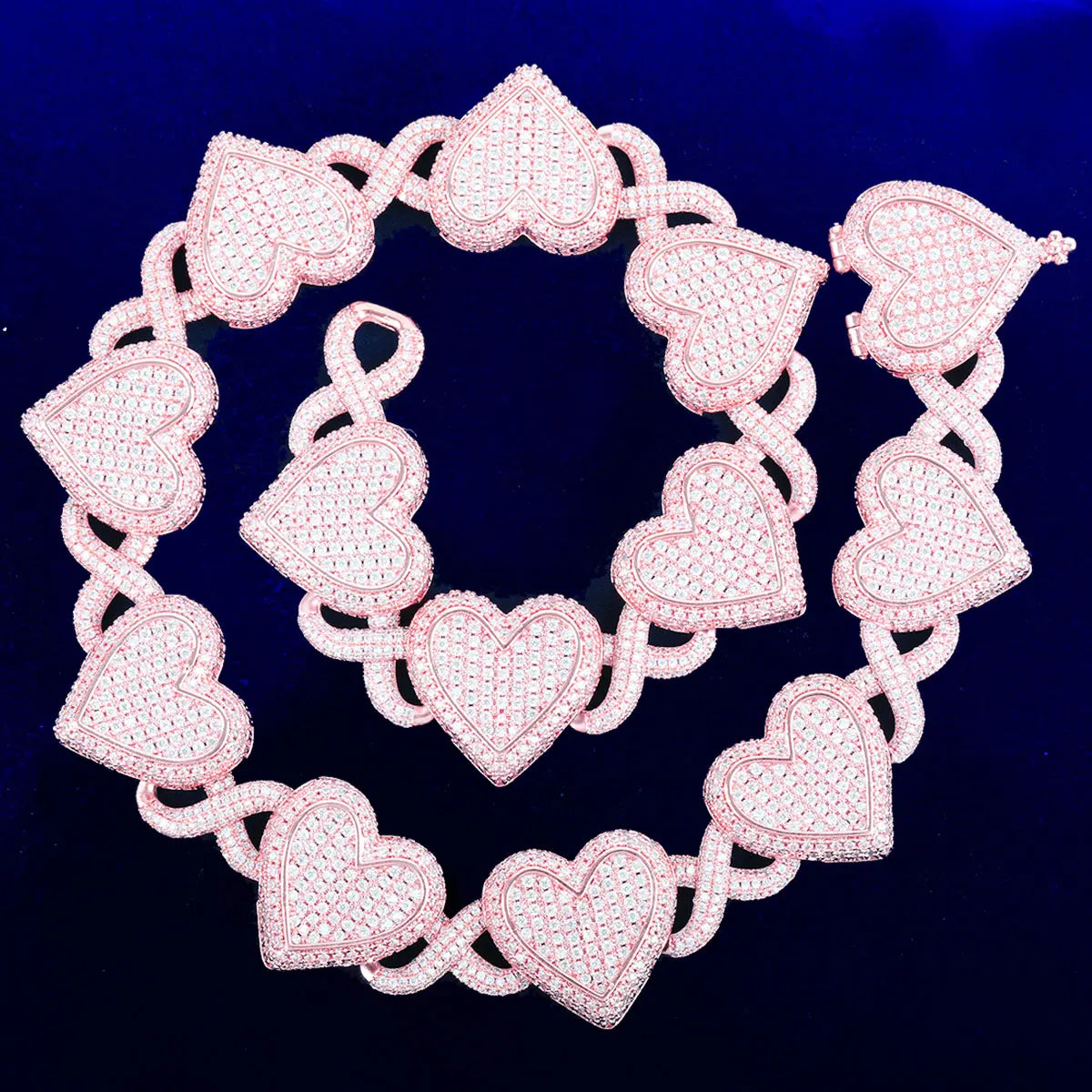 Bubble Letter Iced Out Necklace Choker for Women Prong Heart Infinity Cuban Link Chain Cubic Zirconia Hip Hop Jewelry