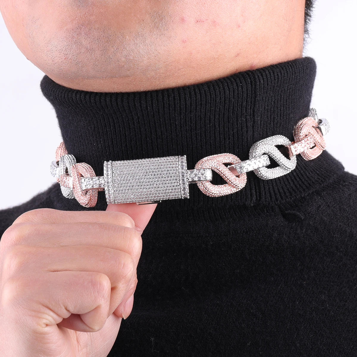 Bubble Letter Iced Out Cuban Link Chain for Men Prong Necklace Real Gold Plated AAAAA Cubic Zirconia Hip Hop Jewelry