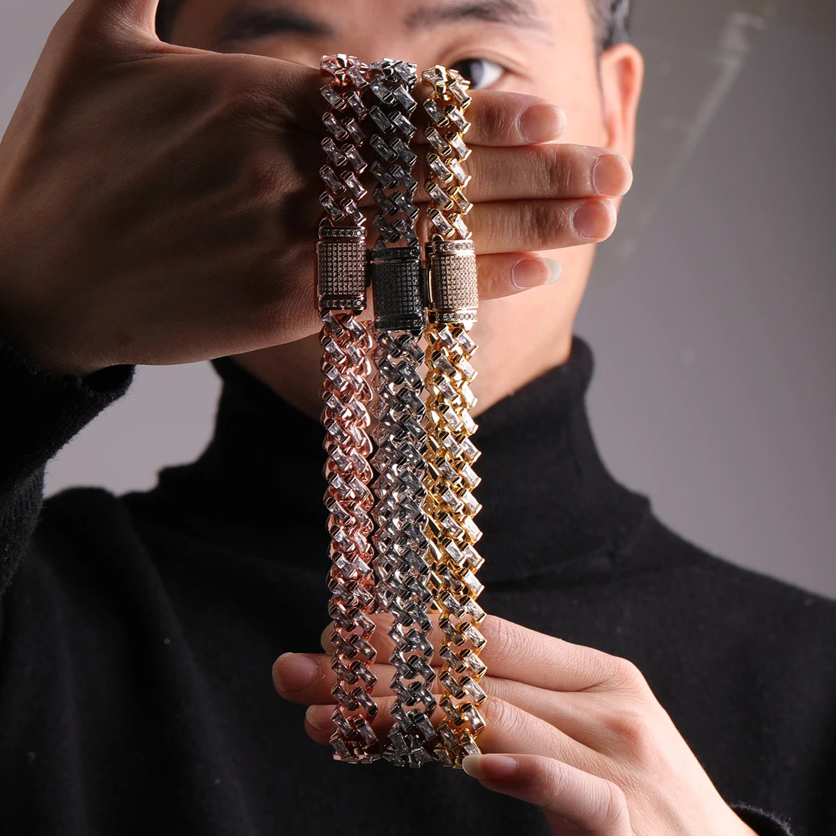Bubble Letter Baguette Necklace for Women Miami Cuban Link Chain Choker Real Gold Plated Hip Hop Jewelry 2022 Trend