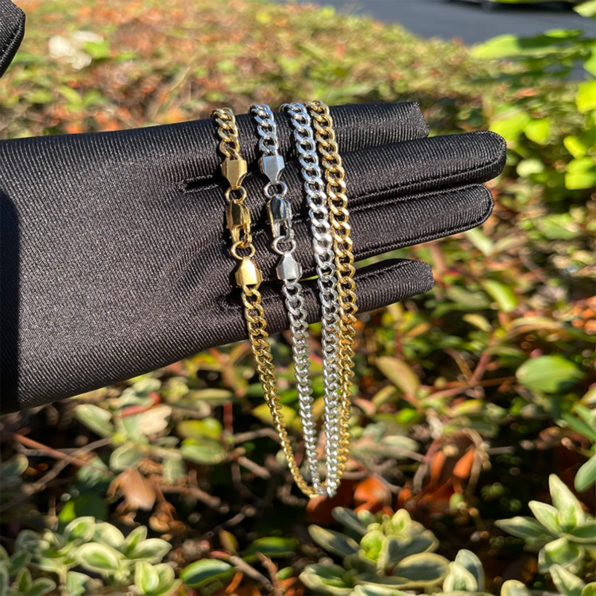 Bubble Letter 5 MM Cuban Chain Stainless Steel Material Gold Color Hip Hop Jewelry for Men Women Drop Shipping Products