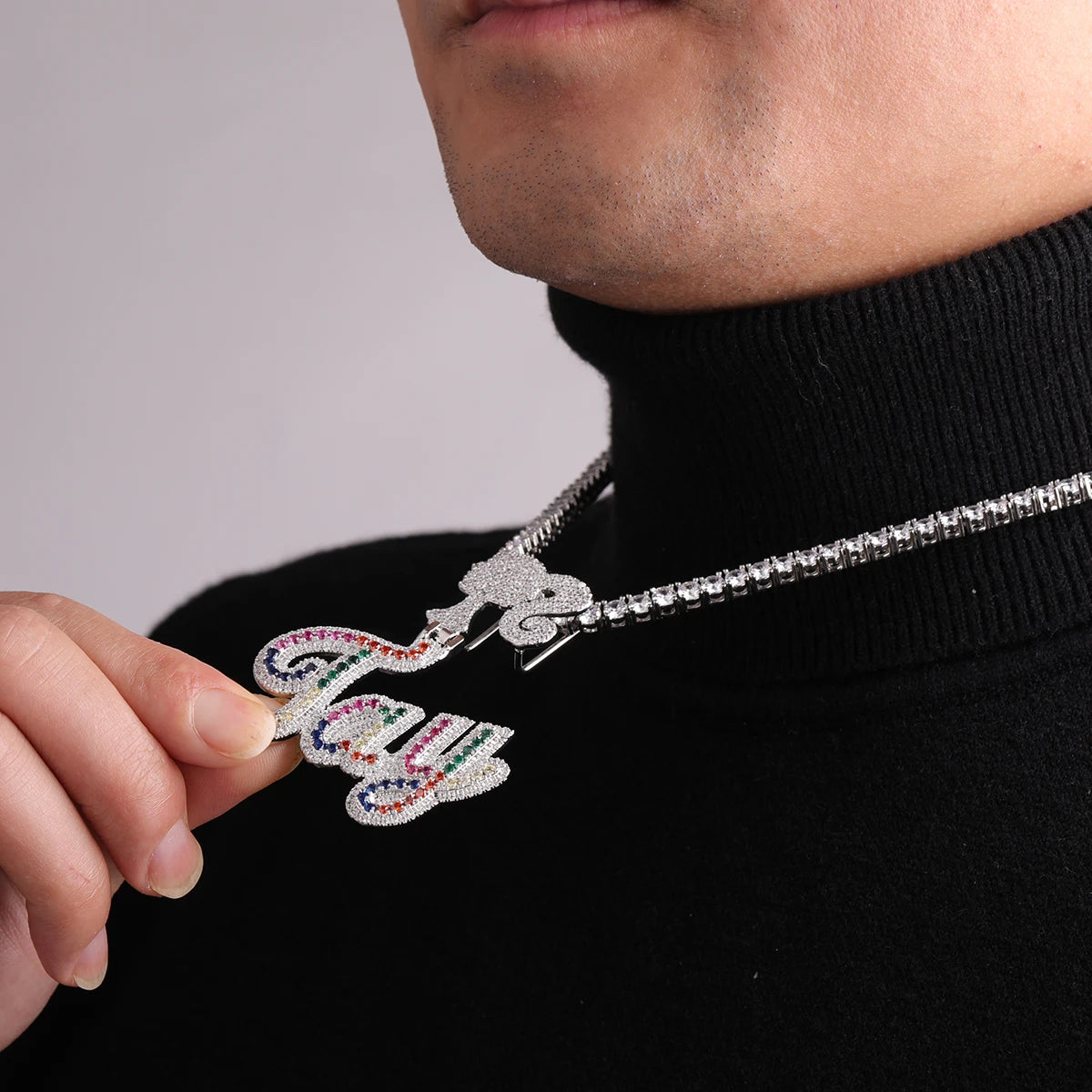 Bubble Letter Custom Name Necklace for Women Iced Out Personalized Pendant Real Gold Plated Hip Hop Jewelry 2022 Trend