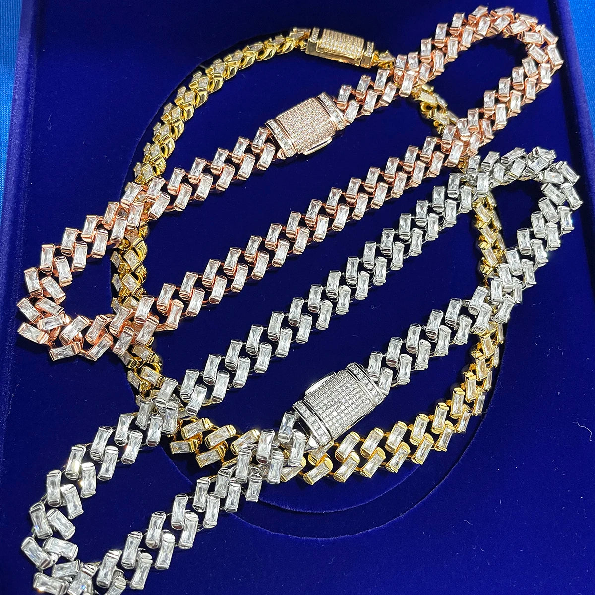 Bubble Letter Baguette Necklace for Women Miami Cuban Link Chain Choker Real Gold Plated Hip Hop Jewelry 2022 Trend