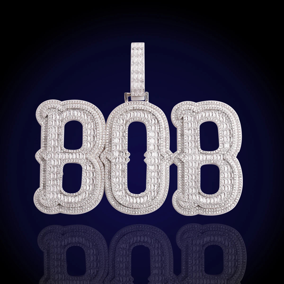 Bubble Letter Jewelry Personalized Name Plated Baguette Necklace Cursive Charms Bling 2022 Trend Best Selling Items
