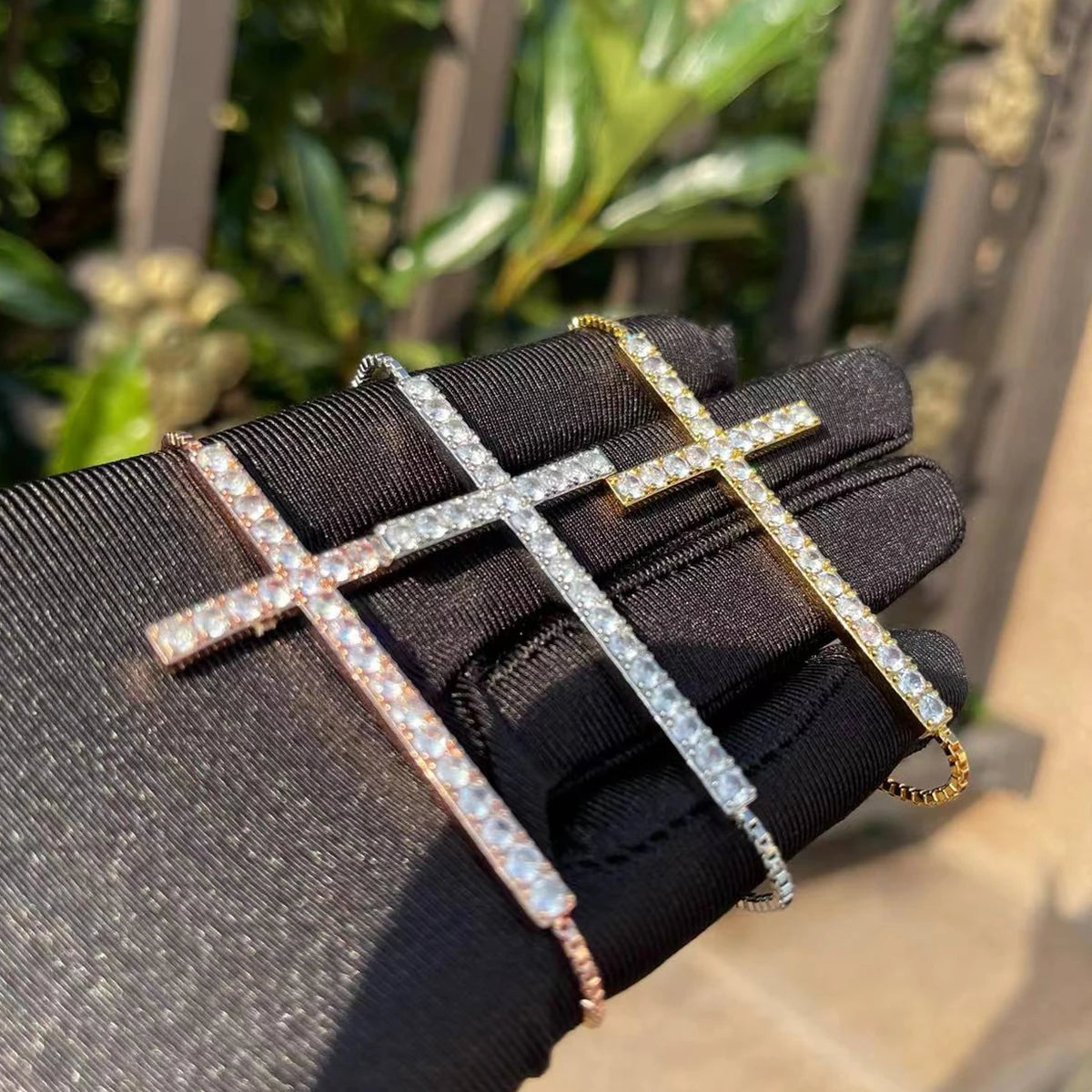Bubble Letter Cross Bracelets for Women Real Copper Gold Plated Hip Hop Jewelry Adjustable Charms