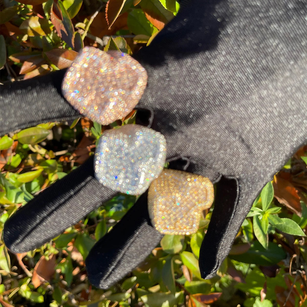 Bubble Letter Baguette Cross Rings for Men Iced Out Finger Charms Real Gold Plated Prong Setting Hip Hop Jewelry