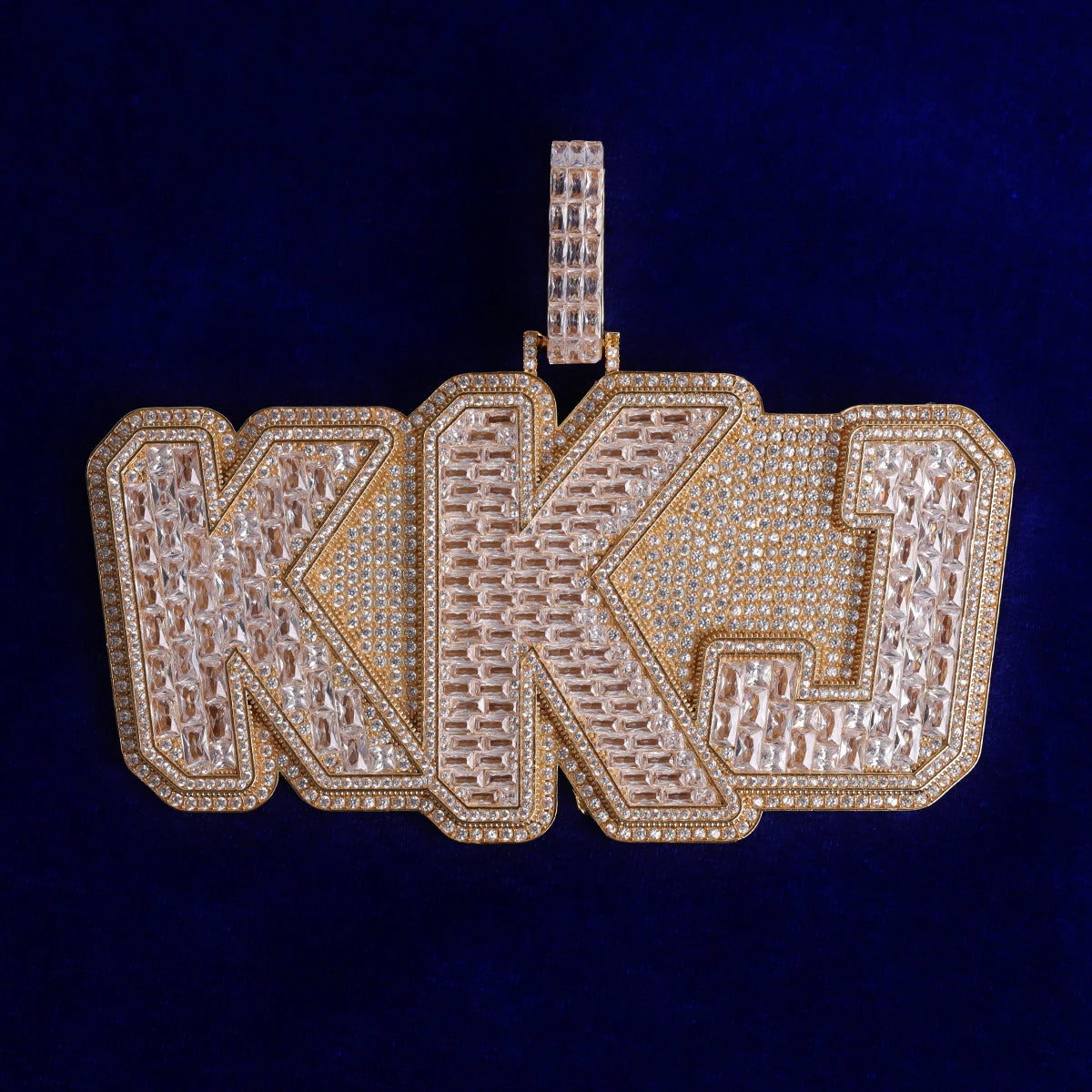 Bubble Letter Big Siamese Baguette Necklace Custom Name Chain for Men Iced Out Pendant Hip Hop Rock Rapper Jewelry