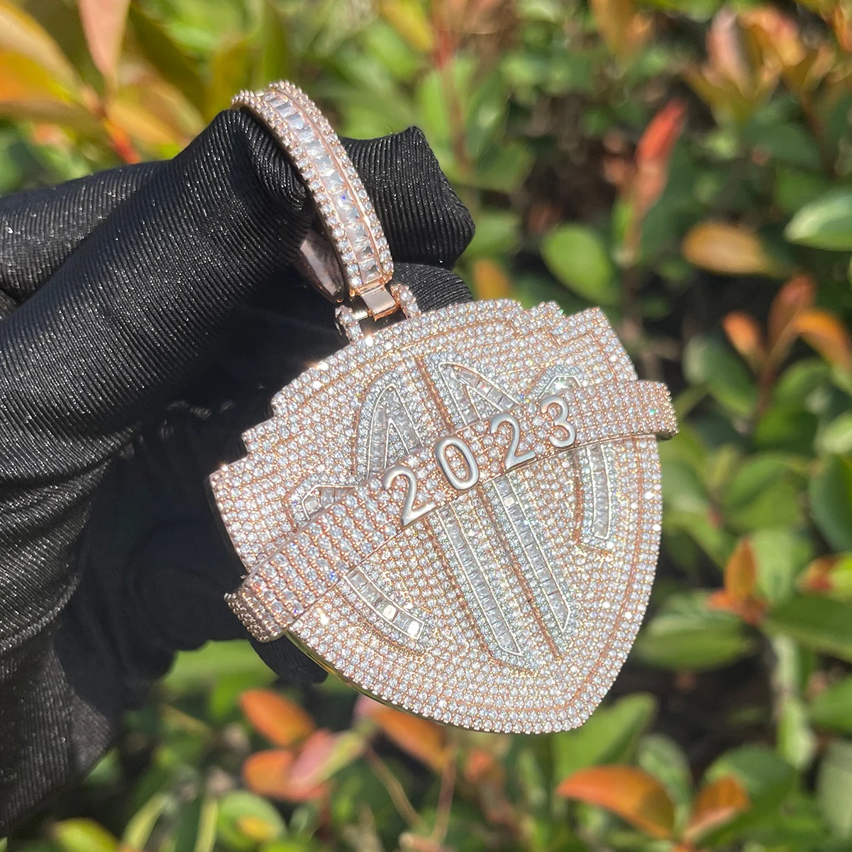 Bubble Letter Iced Out Necklace for Men 2023 Prong Setting Pendant Cubic Zirconia Hip Hop Jewelry