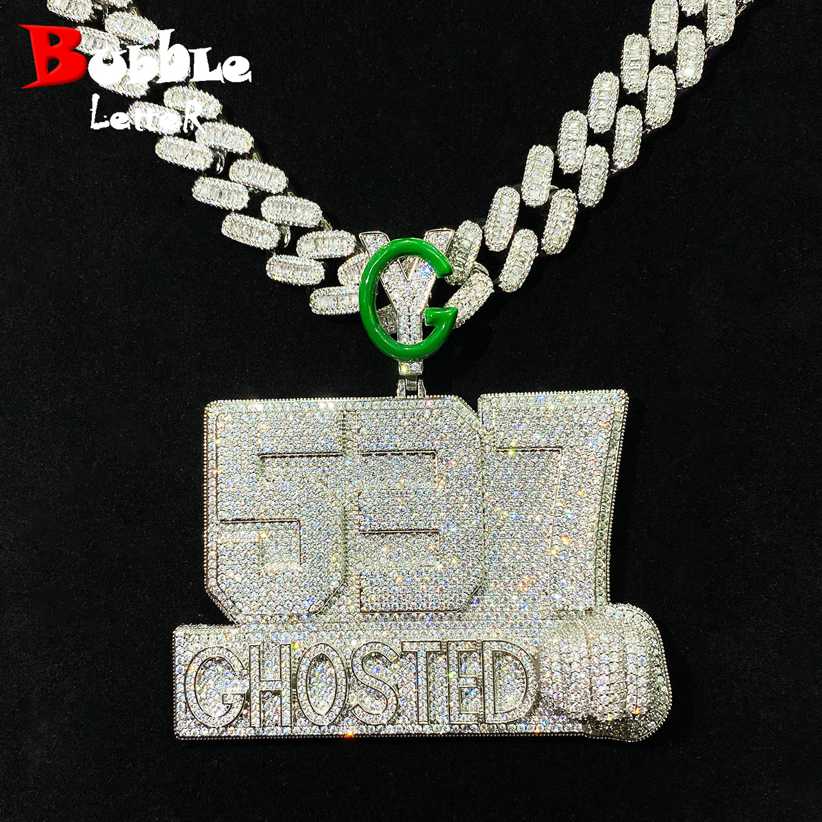 Bubble Letter Sterling Silver 925 VVS Moissanite 537 Chosted Fist Necklace Pendant for Men Hip Hop Jewelry