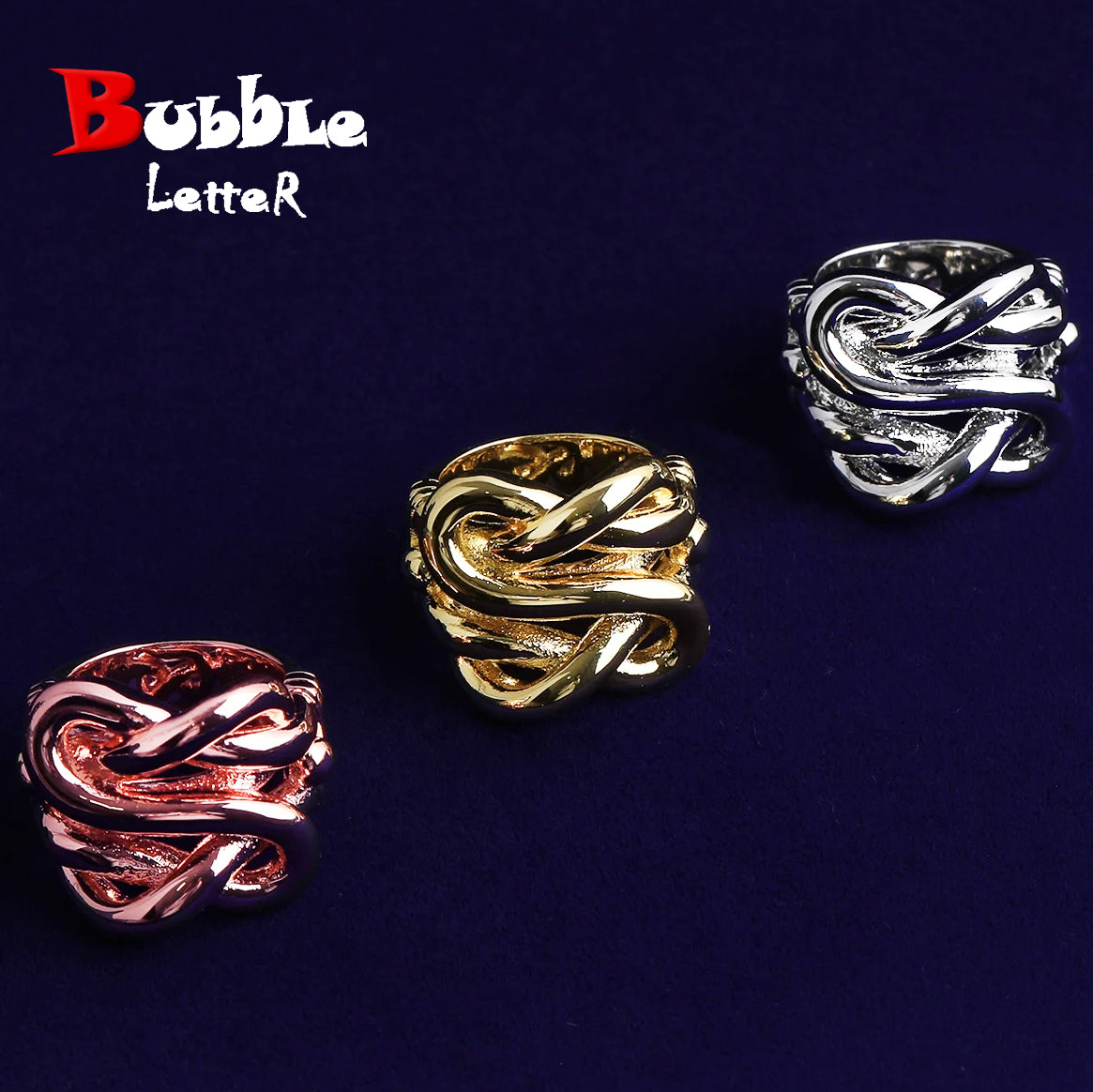 Bubble Letter Iced Out Keeper Ring for Men Real Gold Plated Cubic Zirconia Hip Hop Jewelry