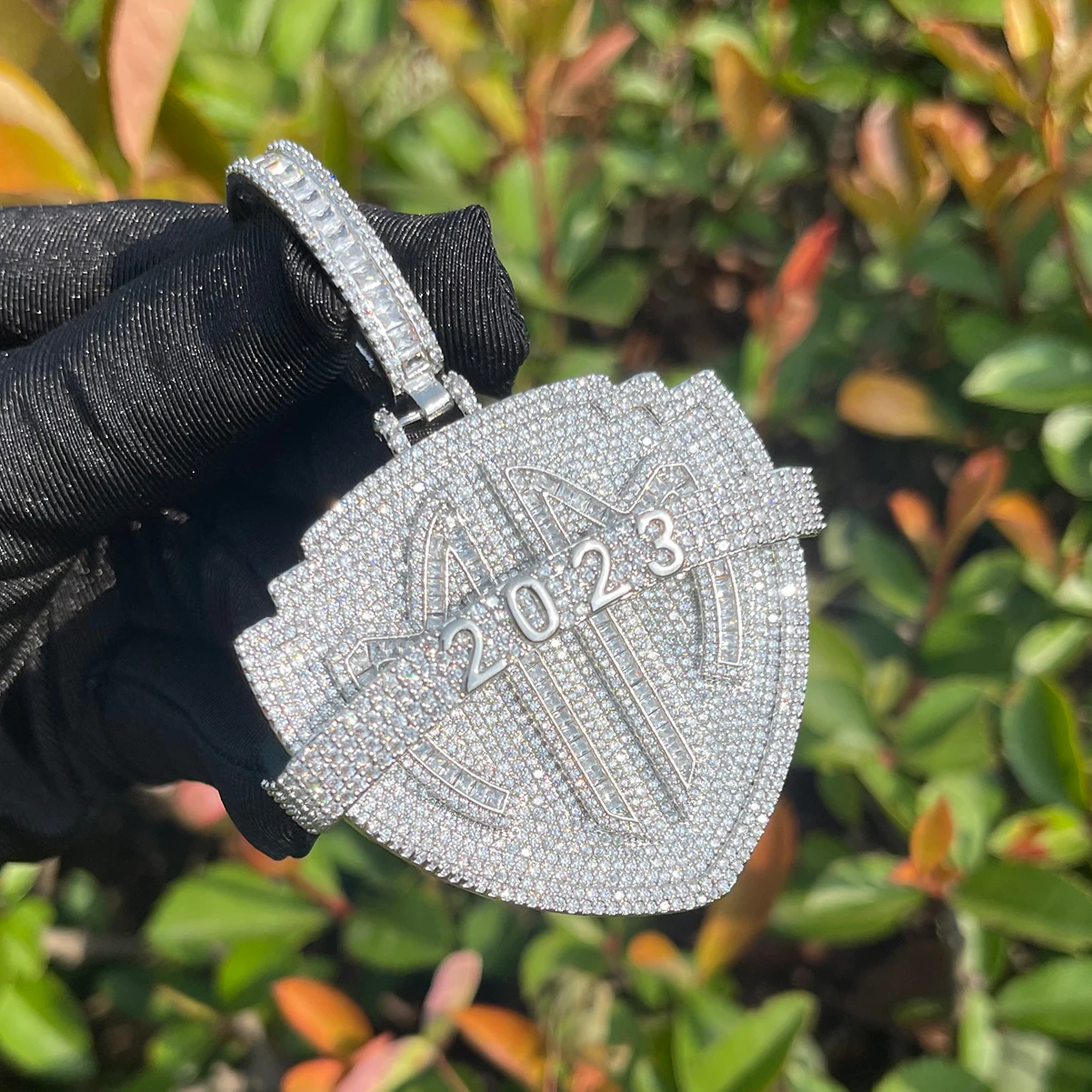 Bubble Letter Iced Out Necklace for Men 2023 Prong Setting Pendant Cubic Zirconia Hip Hop Jewelry