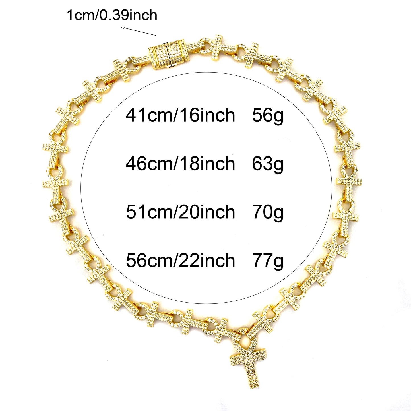 Bubble Letter Ice Out Cross Necklace Choker for Women Mirco Pave Cubic Zirconia Chain Hip Hop Jewelry
