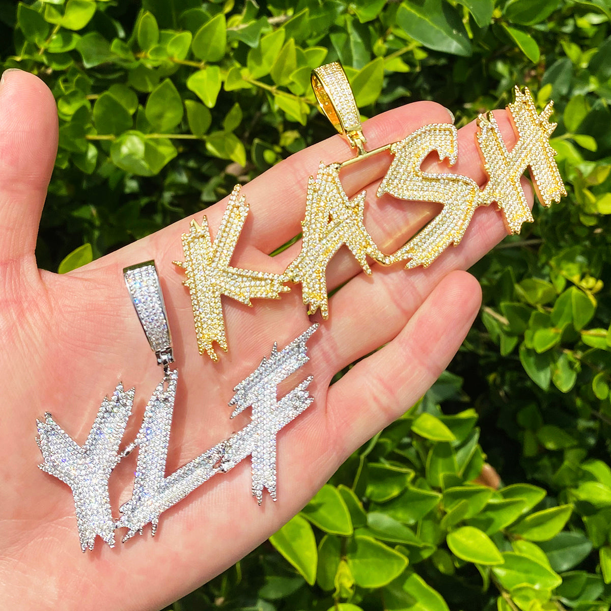 Bubble Letter Iced Out Custom Name Necklace Pendant for Men 5A Prong Setting Cubic Zirconia Copper Gold Plated Hip Hop Jewelry