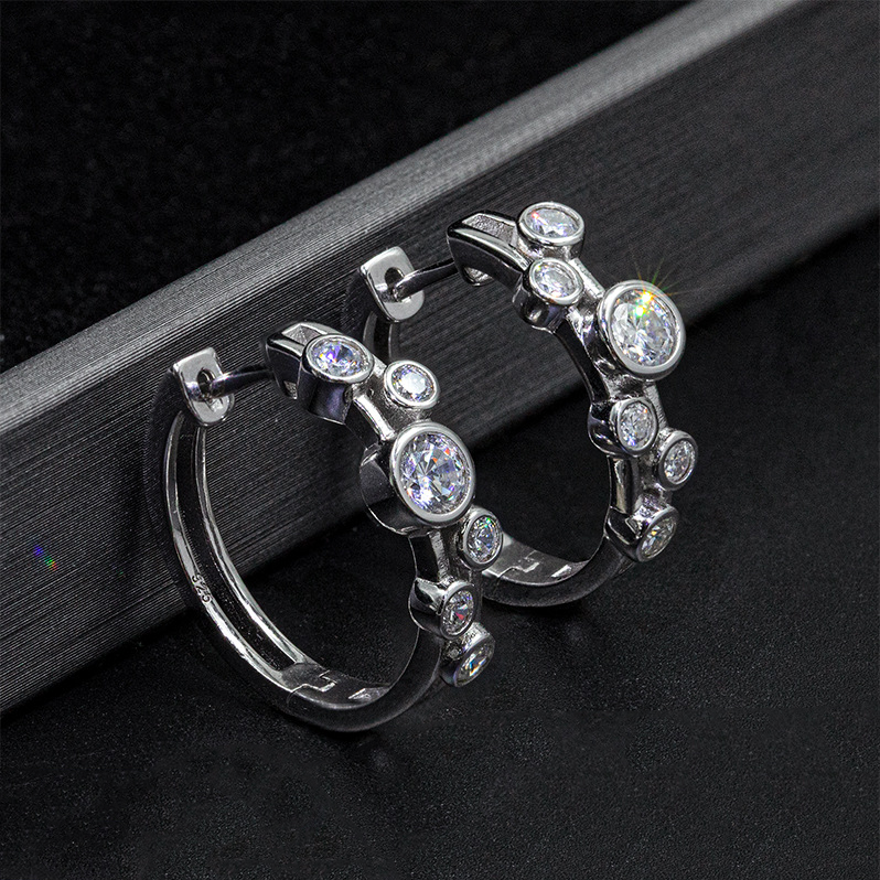 Bubble Letter Silver Moissanite VVS Dot Eardrop Earring for Women Hip Hop Jewelry