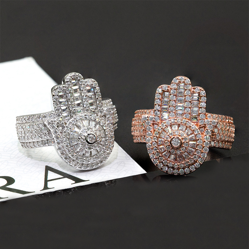 Bubble Letter Silver Moissanite VVS Eye of Horus Ring for Men Hip Hop Jewelry